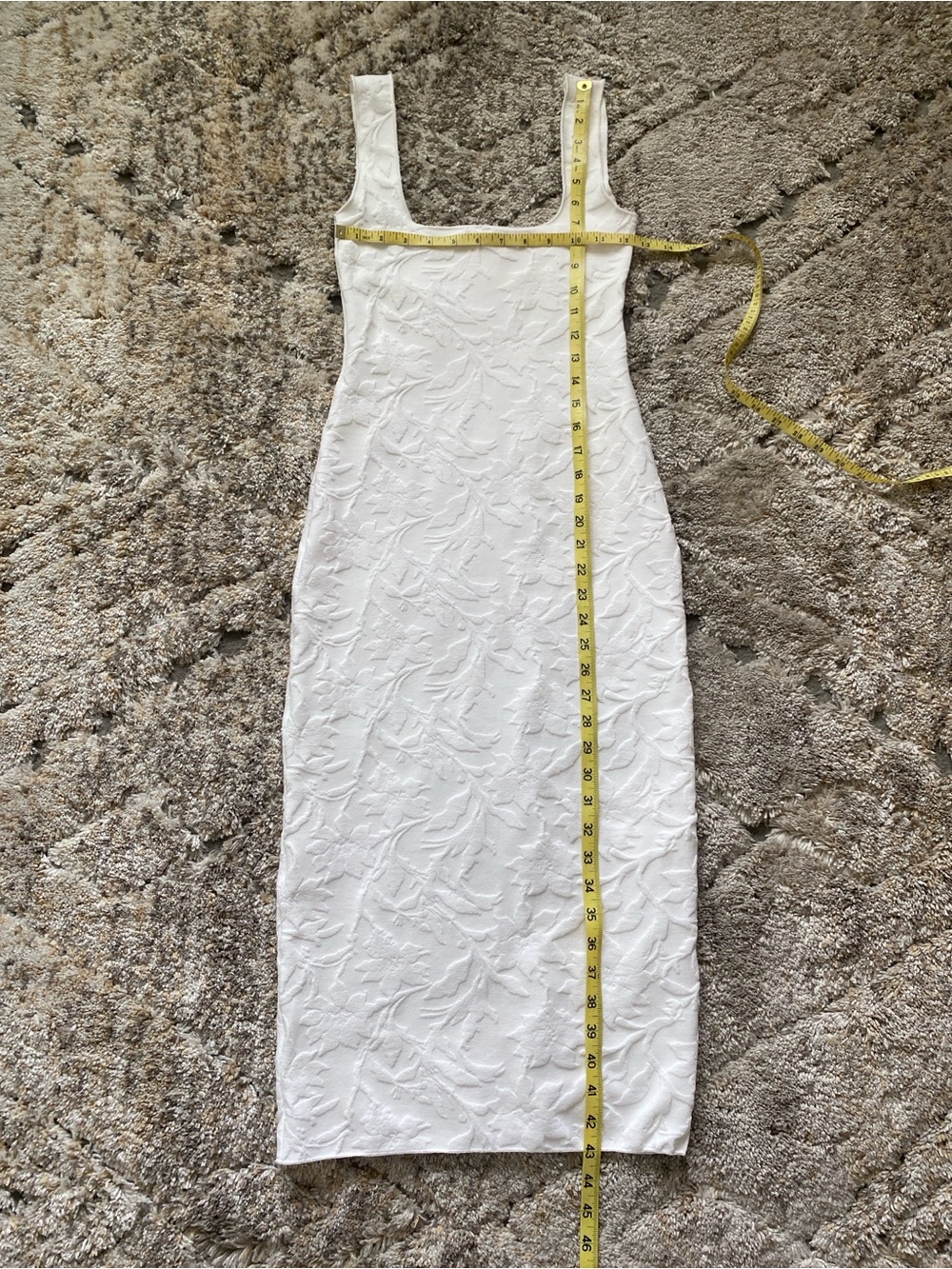 ZARA Stunning White Textured Floral Sleeveless Midi Dress Sz Small Like NEW! - Picture 6 of 12